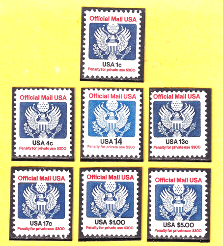 SELLO DE EE. UU. JIS36 SC# O127-O133 1-$5 1938 **COMO NUEVO NH 1342