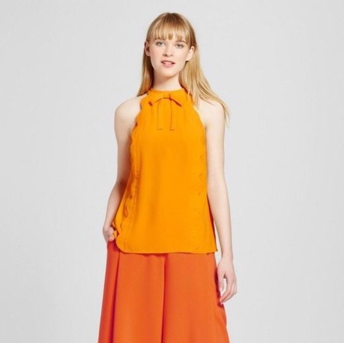 S Neck Victoria Marigold Beckham Target Trim High Scallop X Tank Top Size rgwPgAqHXc