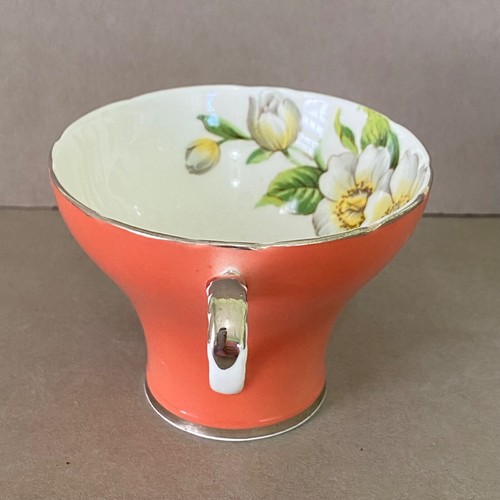 Vintage Aynsley Bone China Dogwood Cup & Saucer - Peach, Coral ~ 1930s England - Picture 7 of 24