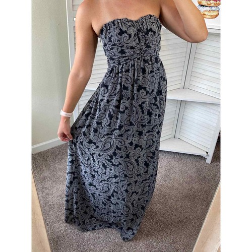 Jessica Simpson black and white strapless maternity maxi dress size medium - Picture 4 of 14