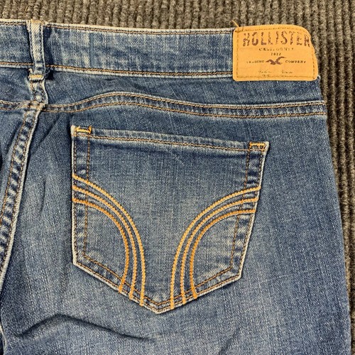 Hollister Jeans Womens 9 R Bleu Denim Faded Skinny Embroidered 32x31 Low Rise - Picture 15 of 16