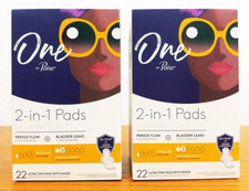 Lot of 2 One By Poise 2-in-1 Ultra Thin Pads With Wings Regular Absorbency 22 Ct