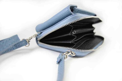 Leder Handytasche Umhängetasche Geldbörse Crossbody Bag Portemonnaie - Bild 7 von 8