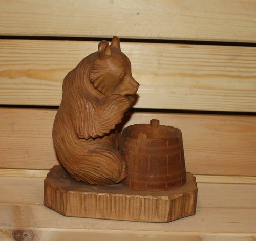 Antique hand carving wood bear figurine - Picture 8 of 10