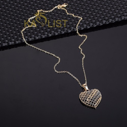Two Tone Gold Plated Heart & Leaf Necklace Earring Jewelry Set - Picture 25 of 31