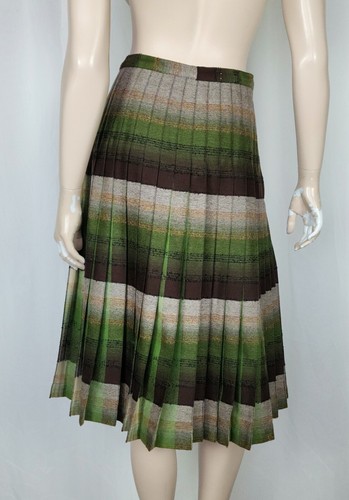 Vtg 50s Sportrite reversible wool pleated skirt Autumn Green M 30 waist - Picture 12 of 14