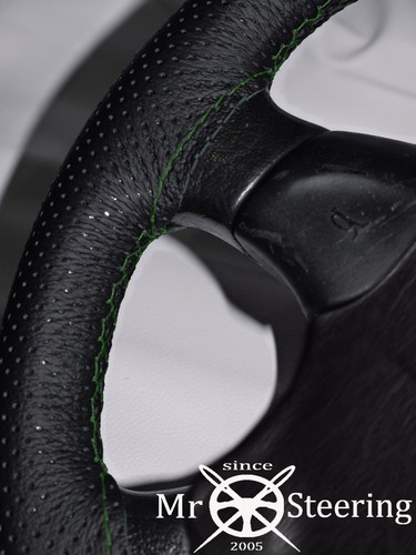 PERFORATED LEATHER STEERING WHEEL COVER FOR TOYOTA PASSO MK1 GREEN DOUBLE STITCH - Picture 3 of 5