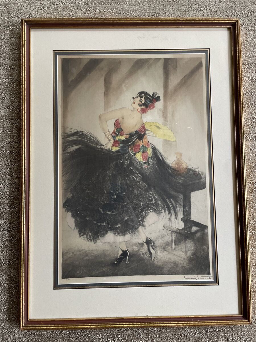 無料配達 Icart Louis Authentic Deco Signed Hand Original ETCHING アート・デザイン・音楽