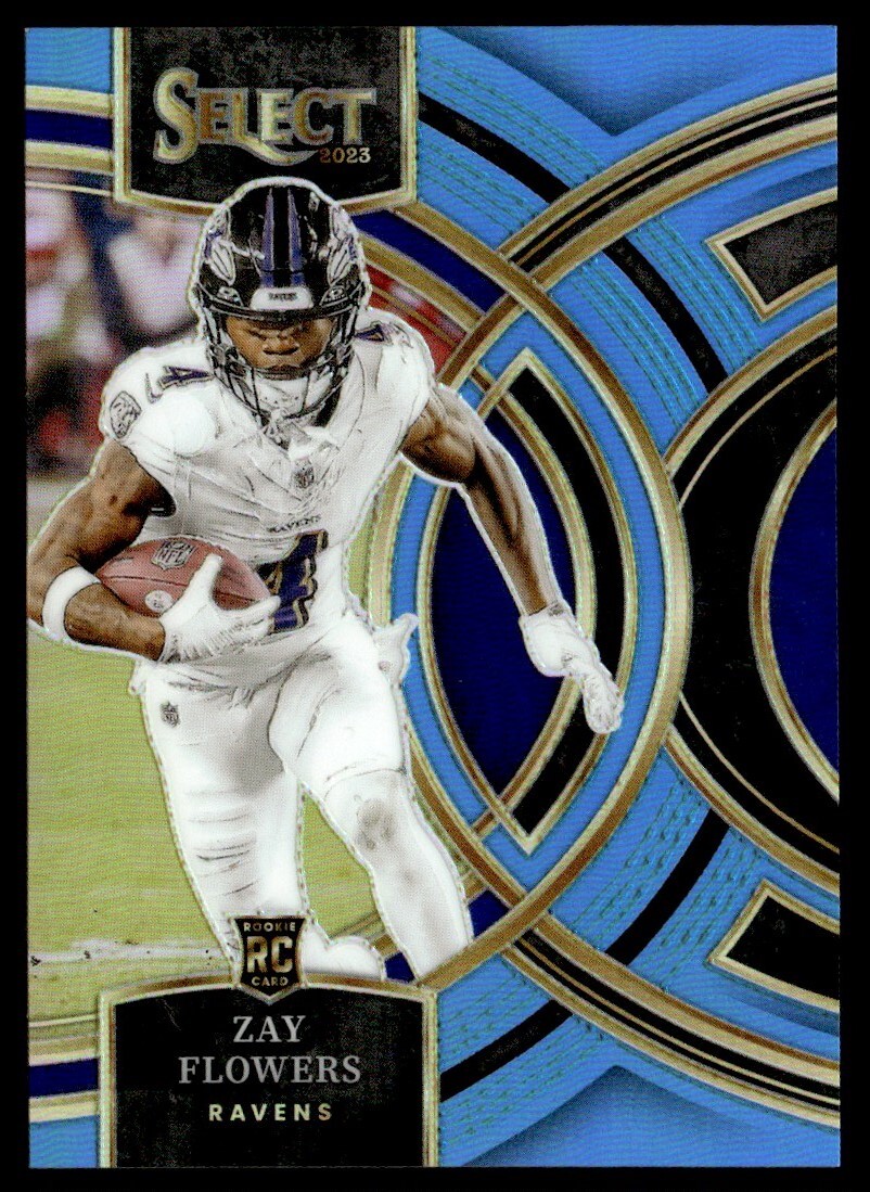 2023 Select Premier Level Light Blue Prizm Rookie 71/99 Zay Flowers #157 GS1
