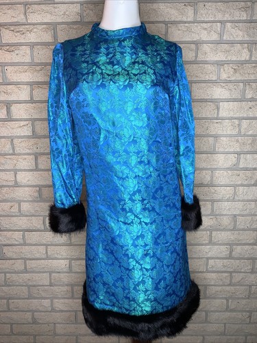 Vintage 1950s Women’s Turquoise & Green Brocade &