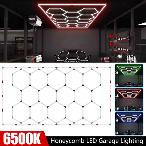 Rote Rahmen LED Sechseck Garage Deckenleuchte Auto Showroom Auto Studio DE - Picture 10 of 27