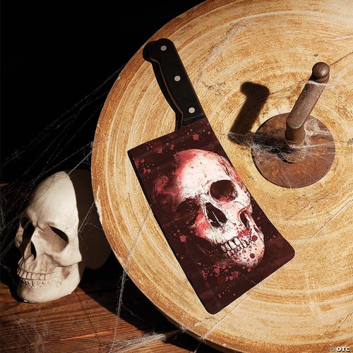 Cuchillo de carnicero 15 pulgadas con hoja gráfica de calavera - Disfraces Morris