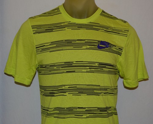 NEW NIKE LINES ALLOVER PRINT TRI-BLEND T-SHIRT MEN'S SMALL S VOLT BLACK RUNNING - Picture 2 of 3