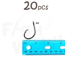 20pcs Size 6/0 Fish WOW!® Fishing 4x strong Offset circle hooks Short Shank @US