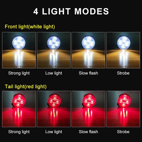 Rear Bike Lights Back Bicycle Light Set LED Front USB Rechargeable Waterproof UK - Picture 3 of 15