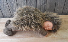 Anne Geddes 16" Sleeping Baby Doll Hedgehog Plush Pre-Owned 