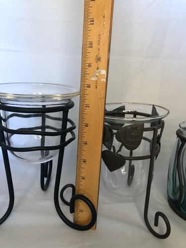 Candelabros vintage 3 mantel de mesa de vidrio y metal - Imagen 3 de 4