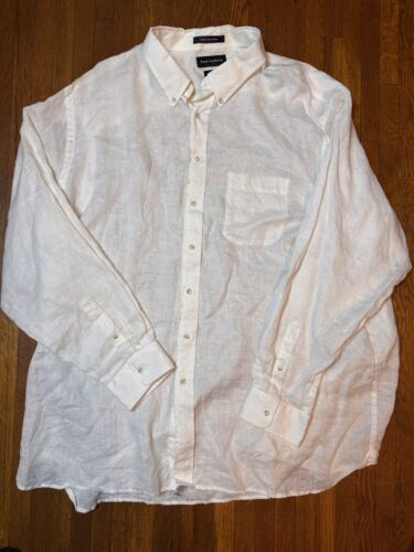 Paul Fredrick white button up Shirt Mens 3XLT Finest Pure Linen Classic Fit