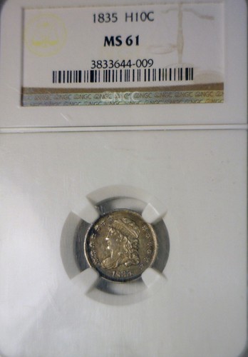1835 NGC MS61 Bust Half Dime SILVER Coin NICE HD 10c BU ++ ORIGINAL LOT #1 NR - Picture 2 of 10