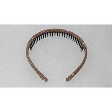 Floral Fabric Wrapped Plastic Headband With Combs Brown