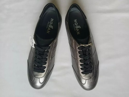 HOGAN ITALY WOMEN'S US 9 Olympia URBAN-SNEAKERS-SPORT-COMFORT Leather Metallic - Picture 4 of 11