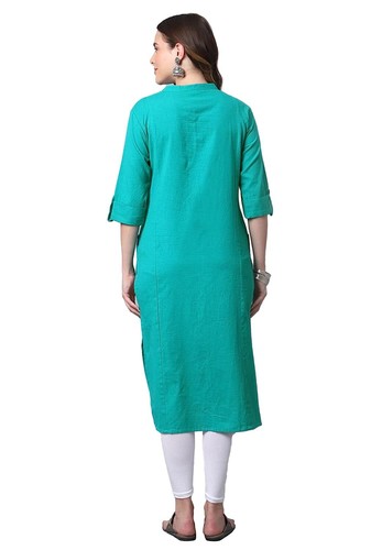Women's Kurti Traditional Cotton Straight Kurta Ethnic Tunic Long Top Suit Dress - Picture 61 of 87
