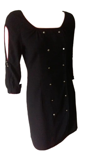 STRIKING Womens Scoop Round Neck Black Dress Size 10 NWOT - Picture 3 of 4
