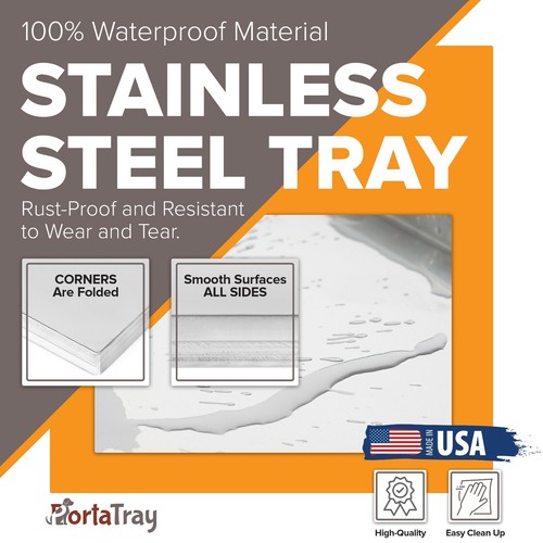 PortaTray Pet Crate Pan Stainless Steel Replacement Tray-29-1/2"x19-3/4"x1" - Picture 5 of 7