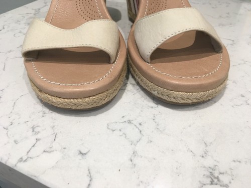 UGG ATASHA Cream Leather Striped Wedge Sandals New Size 5.5/38 RRP £75 - Picture 7 of 9