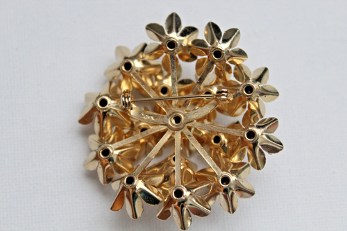 Vintage Coro Phlox Blume und Bernstein Farbe Strass Pin/Brosche - Bild 5 von 6