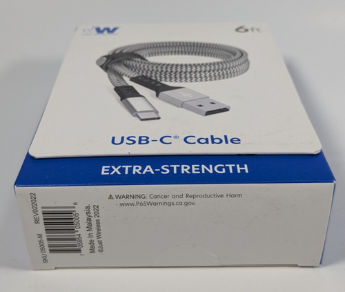 JW Just Wireless USB-A auf USB-C extra starkes geflochtenes Nylon 6 Fuß Kabel NEU - Bild 3 von 4