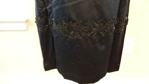 Vintage 1960s Black Silk Beaded Little Black Dress Cocktail S/M 28"W/40"H/40"B - Picture 4 of 11