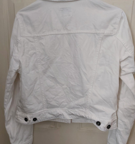 Stylus Denim Jean Jacket Women Size L White Pockets Cropped - Picture 7 of 7