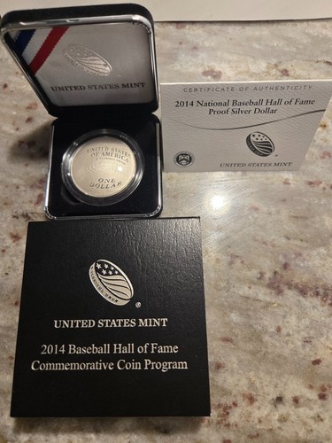 2014-P baseball hall of fame proof silver dollar and clad proof half dollar