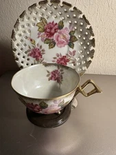 Vintage, Royal Halser Lipper & Mann, Footed Teacup and Saucer Set, made in Japan