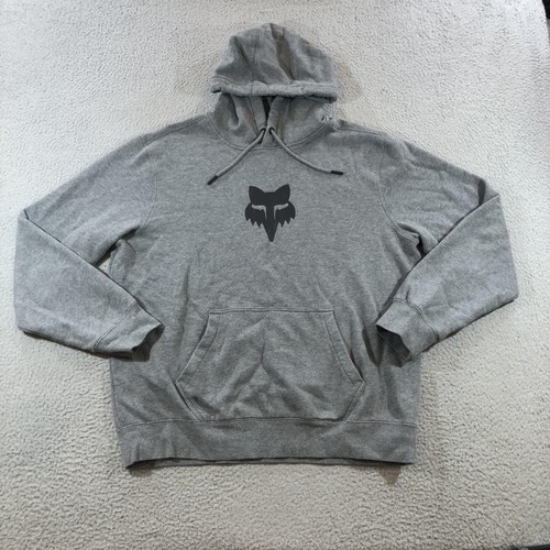Fox Hoodie Herren Large grau Pullover Sweatshirt Kängurutasche Logo Freizeit