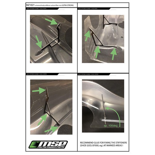 Mugen Seiki Carbon Fiber 2mm Body Stiffener Center Front Rear Mix Set #MZ1021 - Picture 2 of 3