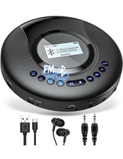 Portable CD Player Bluetooth with FM Radio, 2000mAh Rechargeable CD Player for C