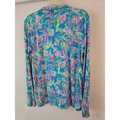 Lilly Pulitzer UPF 50+ Luxletic Cassi Popover Blue Ibiza Cabana Top XL - Picture 9 of 9
