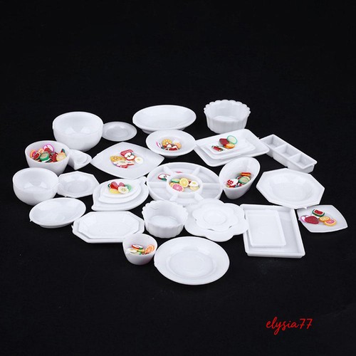 33PC Dollhouse Miniature Tableware Plate Dishes Set Food Kitchen Plastic - Picture 6 of 12
