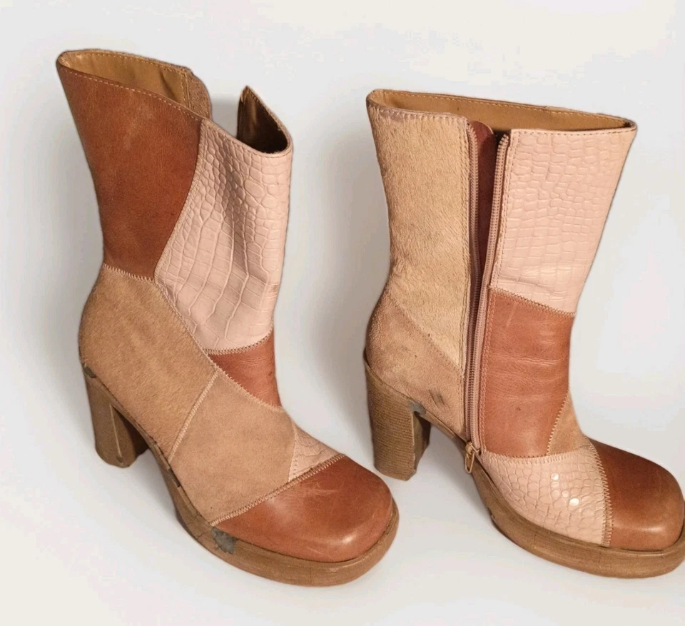 Botas ICÓNICAS Steve Madden De Colección Años 90 y2k Cuero Retazos RESTAURAR o EXHIBICIÓN Foto 4 de 4