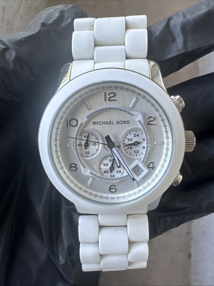 Michael Kors Oversized Runway White Tone Watch Michael Kors Oversized Runway MK8108 Wrist Watch for Men  main image 2