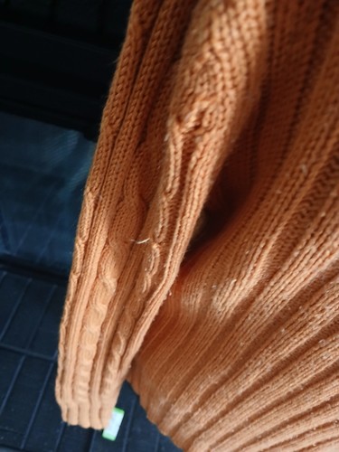 Vintage Y2K Duck Head Jeans Co. Knit Sweater Size Large L Orange Cowl Vneck - Picture 15 of 15