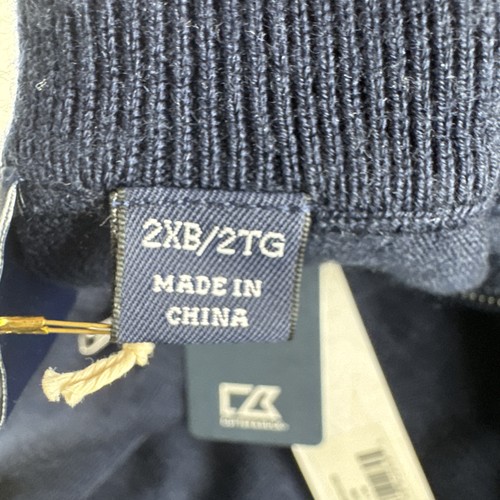 Cutter Buck Merino Wool Pullover Mens 2XB Sweatshirt 1/4 Zip Sweater Blue NWD - Picture 5 of 9