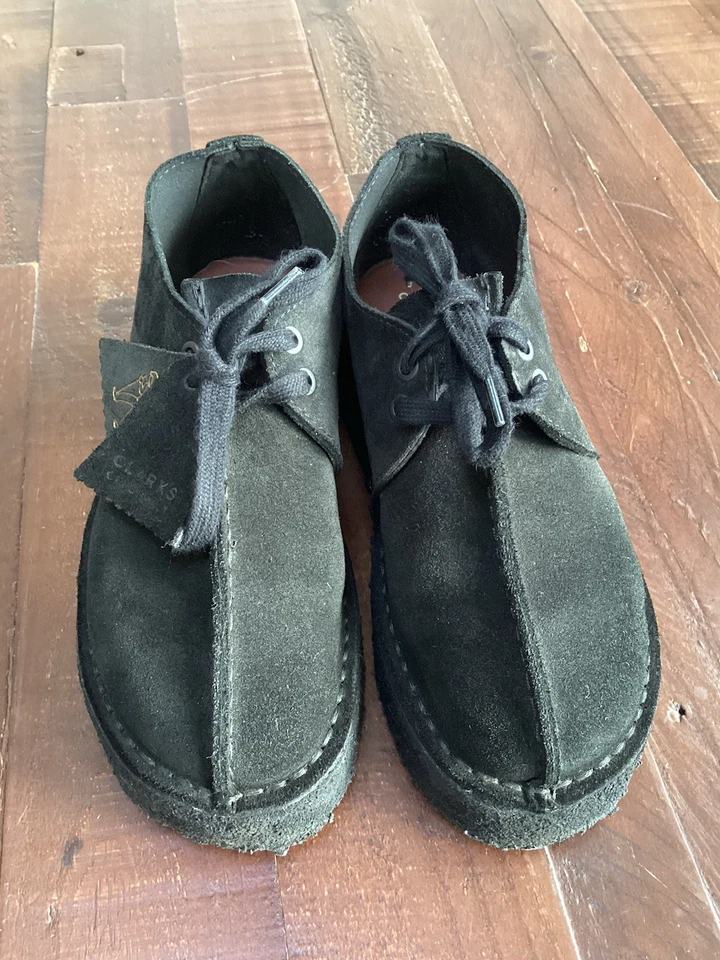 WOMENS CLARKS ORIGINALS BLACK SUEDE TREK WEDGE LACE-UP SHOES SIZE UK 5D VGC - Image 4 of 4