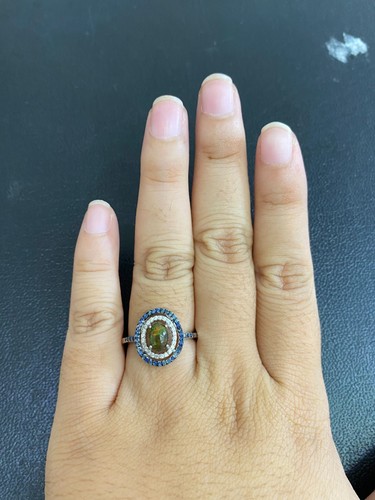 NATURAL BLACK OPAL 7X5 SAPPHIRE DIAMOND CUT WHITE TOPAZ STERLING SILVER 925 SET - 第 12/14 張圖片