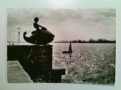 Hannover, Maschsee, Figur am Ufer, AK, gelaufen 1954