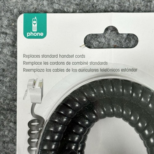 Power Gear Phone Coil Cord 25ft Black Replacement Handset Cable 76139 New - Afbeelding 3 van 7
