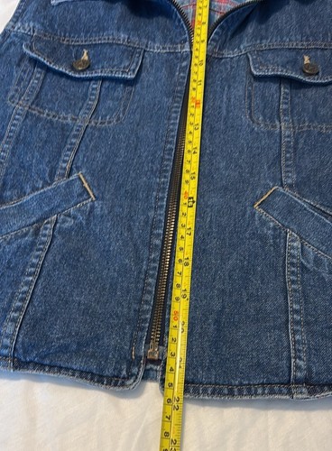 Vintage Liz Wear Weste groß wendbar Denim kariert Retro Country Taschen 100 % Baumwolle - Bild 8 von 12