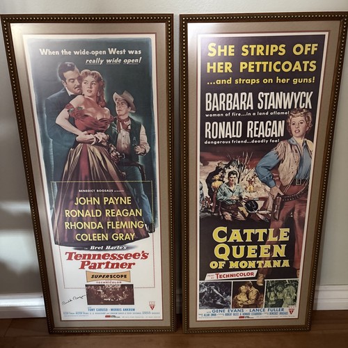 CATTLE QUEEN OF MONTANA and Tennessee's Partner Movie Posters 14x36 Framed
